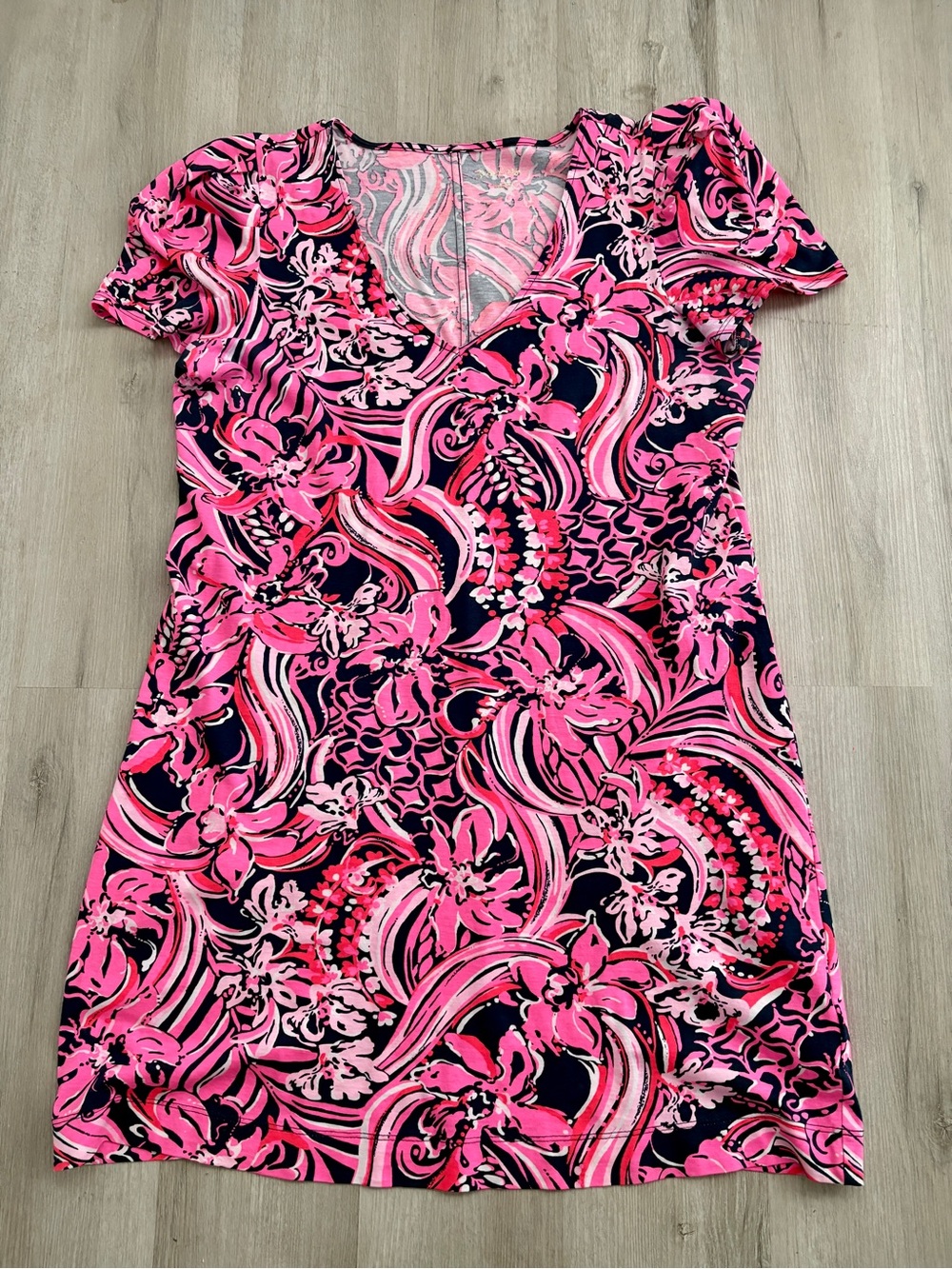 Lilly Pulitzer Aleece dress in low tide navy flirty fins